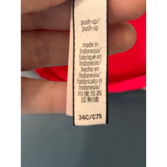 Victorias Secret 34C Red Lace Push-Up Bra Cocquette - Picture 3 of 9